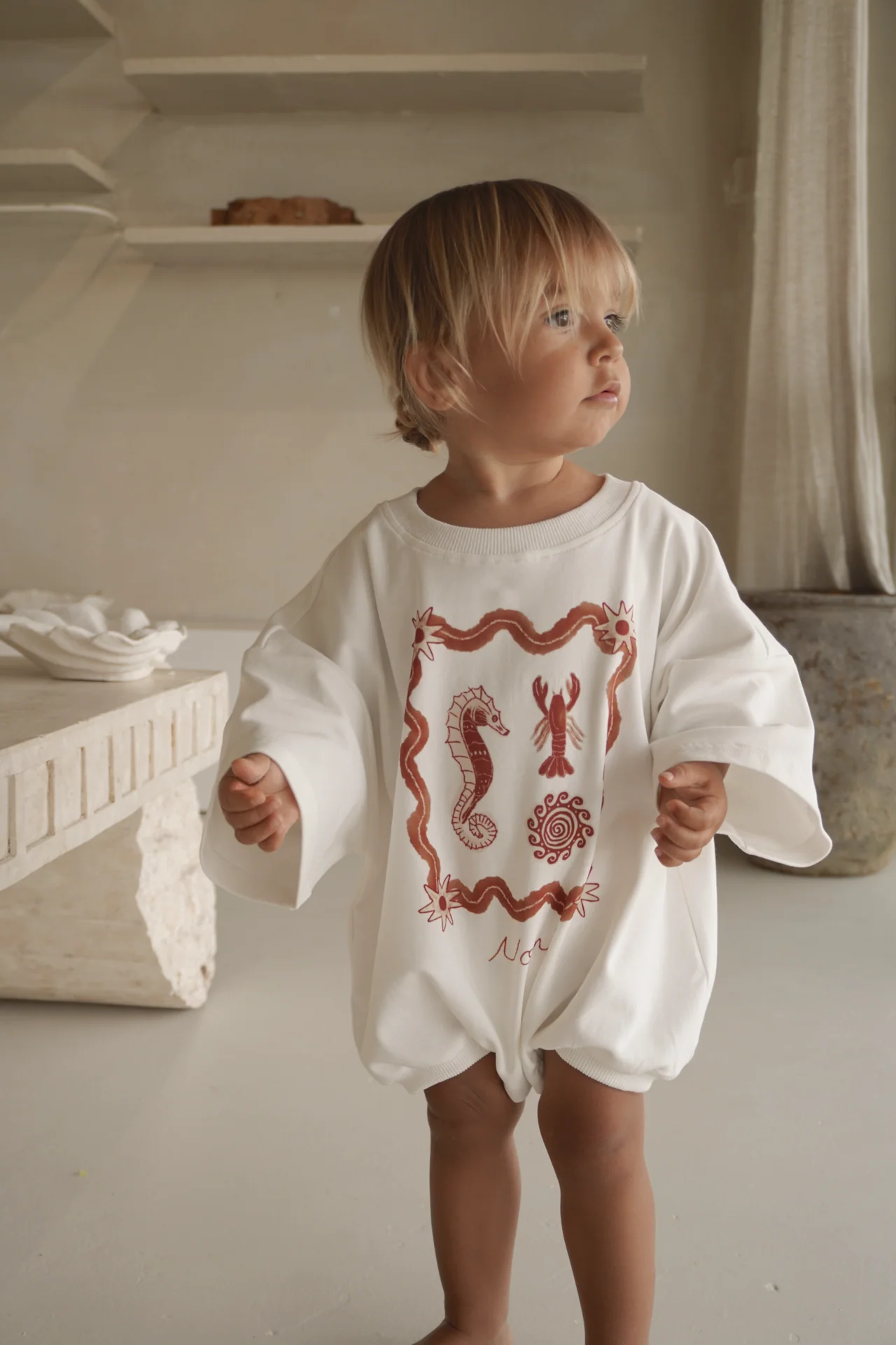 SEA SHELLS T SHIRT ROMPER - PINK/RED - Image 7