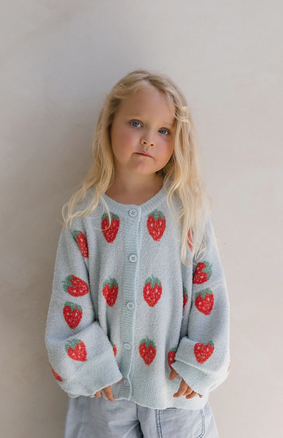 STRAWBERRY CARDIGAN - SKY - Image 2