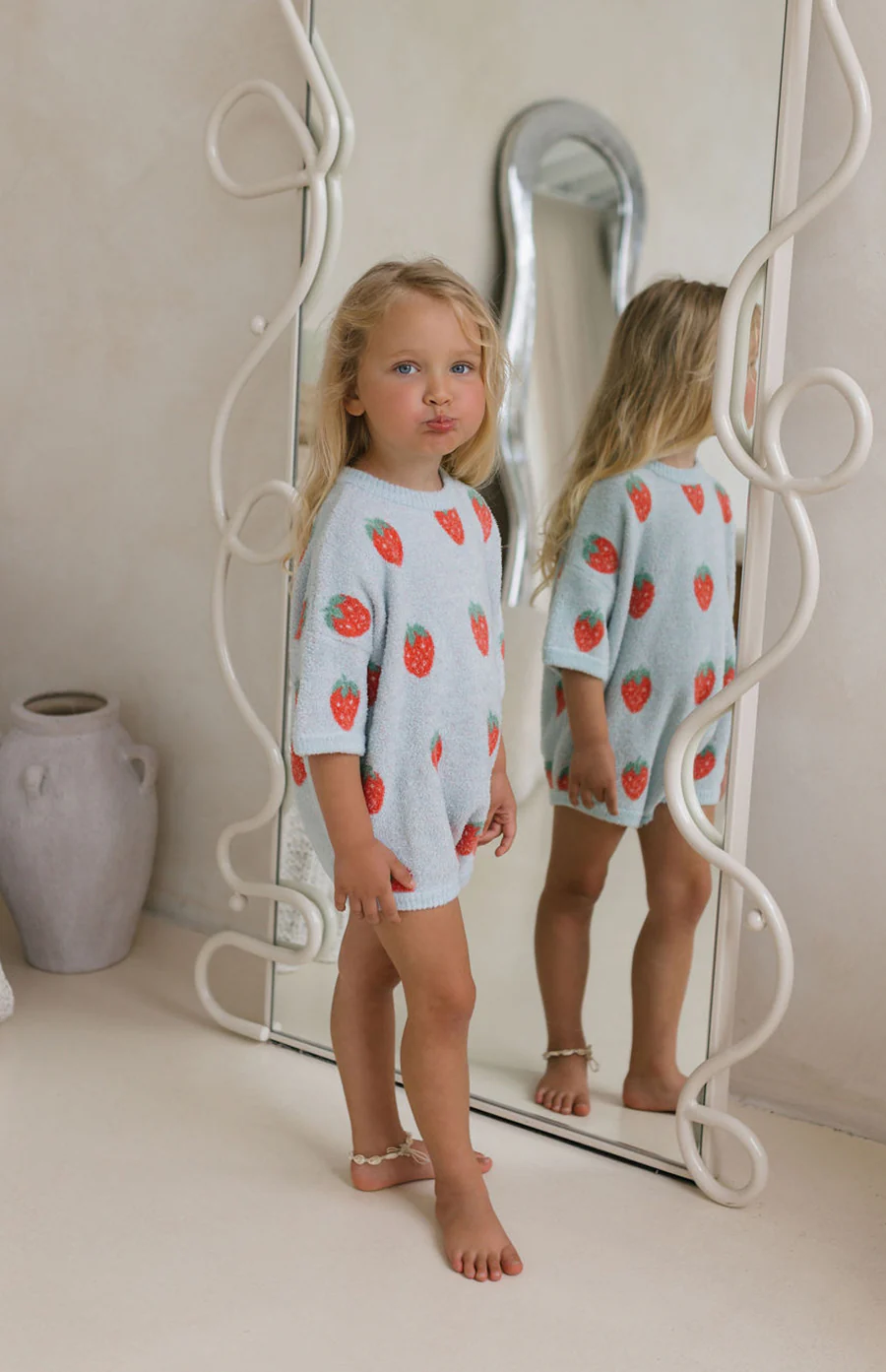 STRAWBERRY ROMPER - SKY