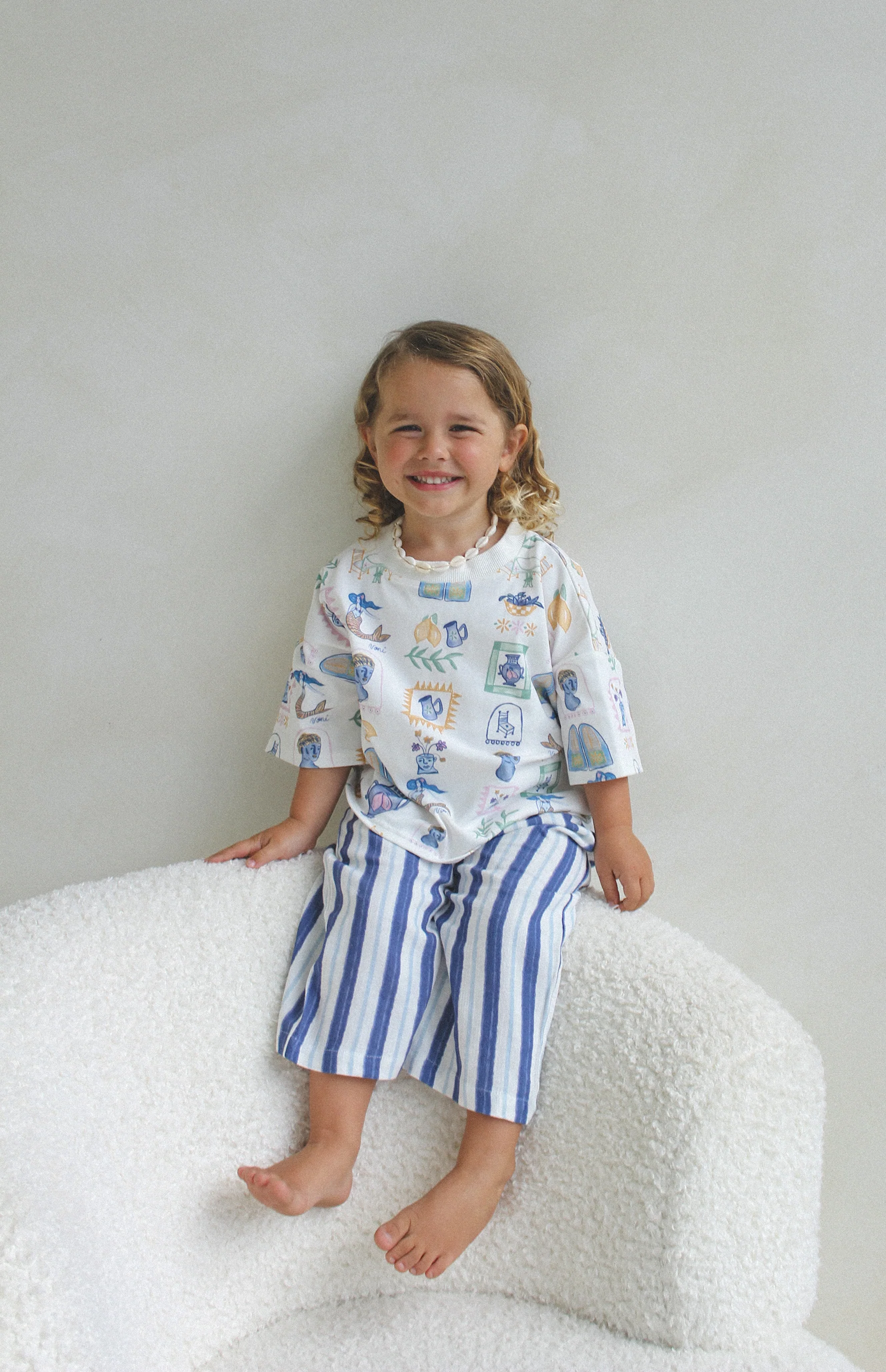 STRIPE LINEN PANTS - NAVY